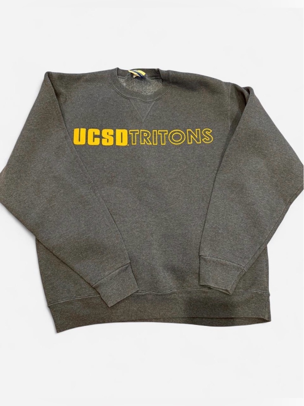 UCSD Tritons Gray Crew Sweatshirt with Yellow Lettering
